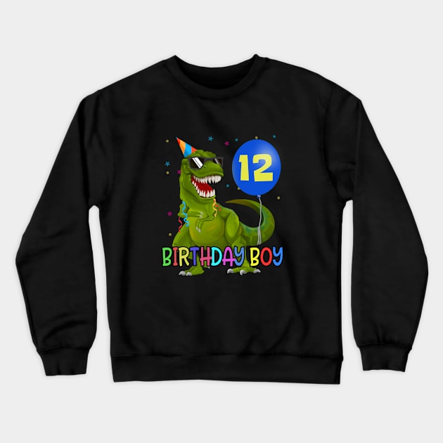 12 Yrs Boy Shirt T-Rex Dino Boy 12th birthday Party Crewneck Sweatshirt by ELFEINHALB